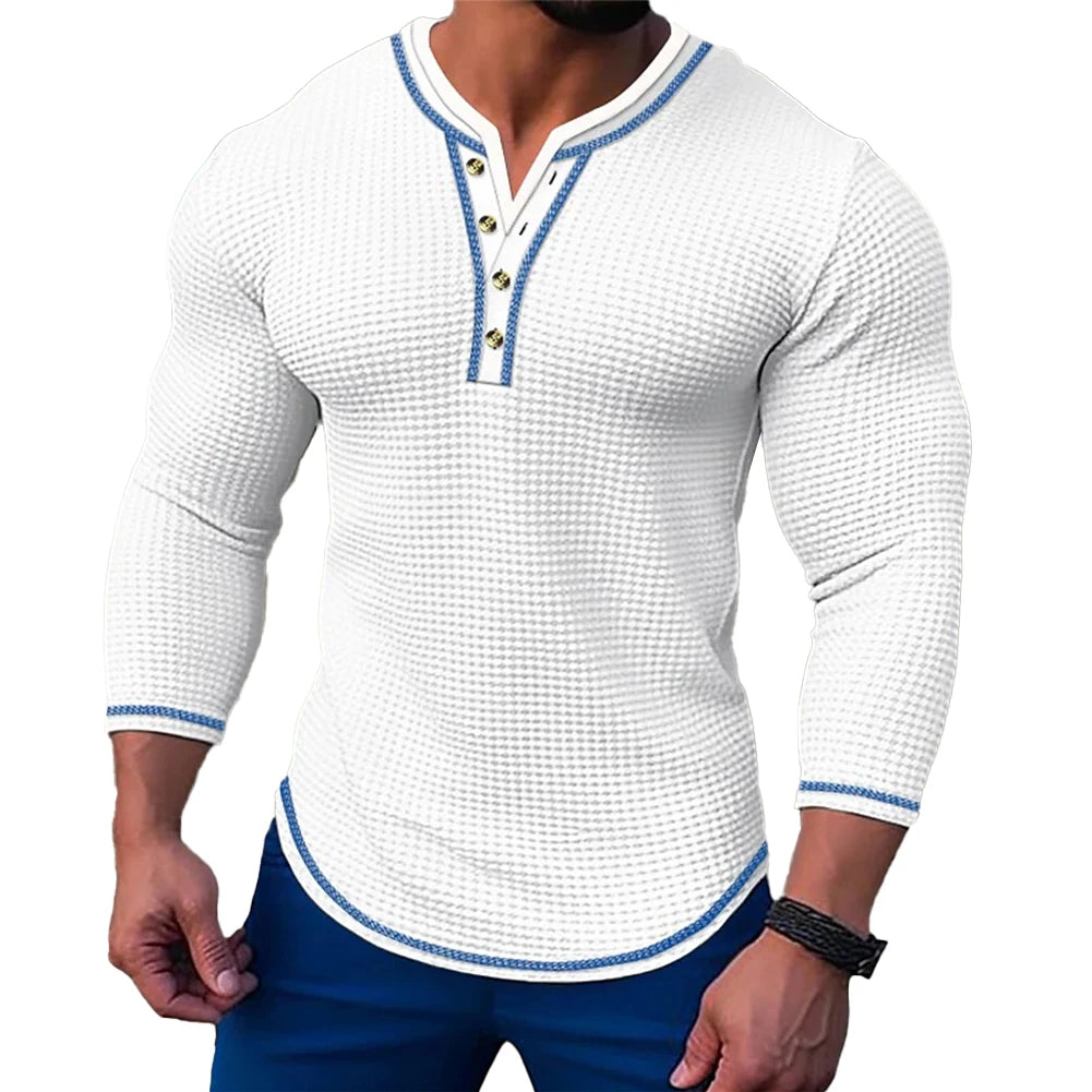Fashion Mens Tops Mens Undershirt Regular Slim Soft Solid Color Blouse Pullover Sweatshirts T-Shirt Comfortable