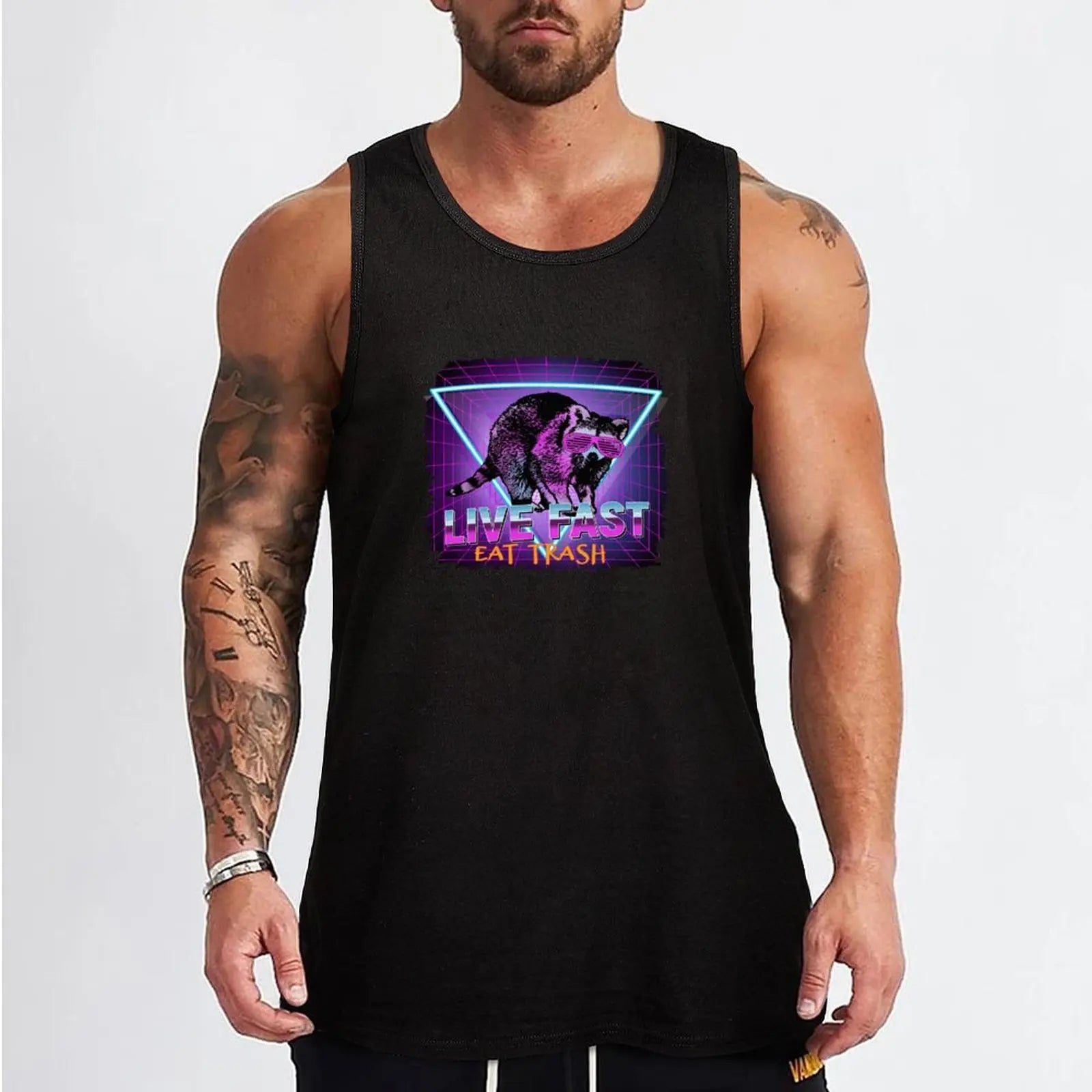 Raccoon Raccoons Live Fast Eat Trash Panda Funny Retro Gift Tank Top running shirt underwear T-shirts men