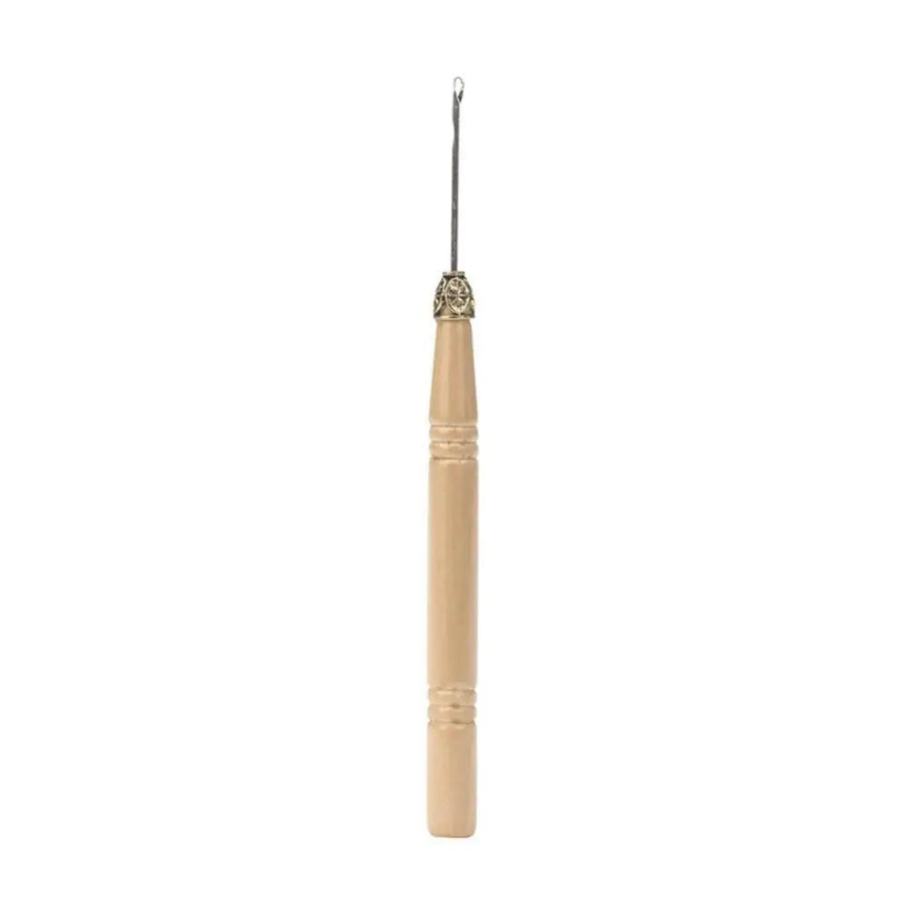 Crochet Hooks Kit Wood Handle Crochet Needles Yarn Weave Knitting Needles Set DIY Weaving Tool Wig Hair Extension Crochet Needle