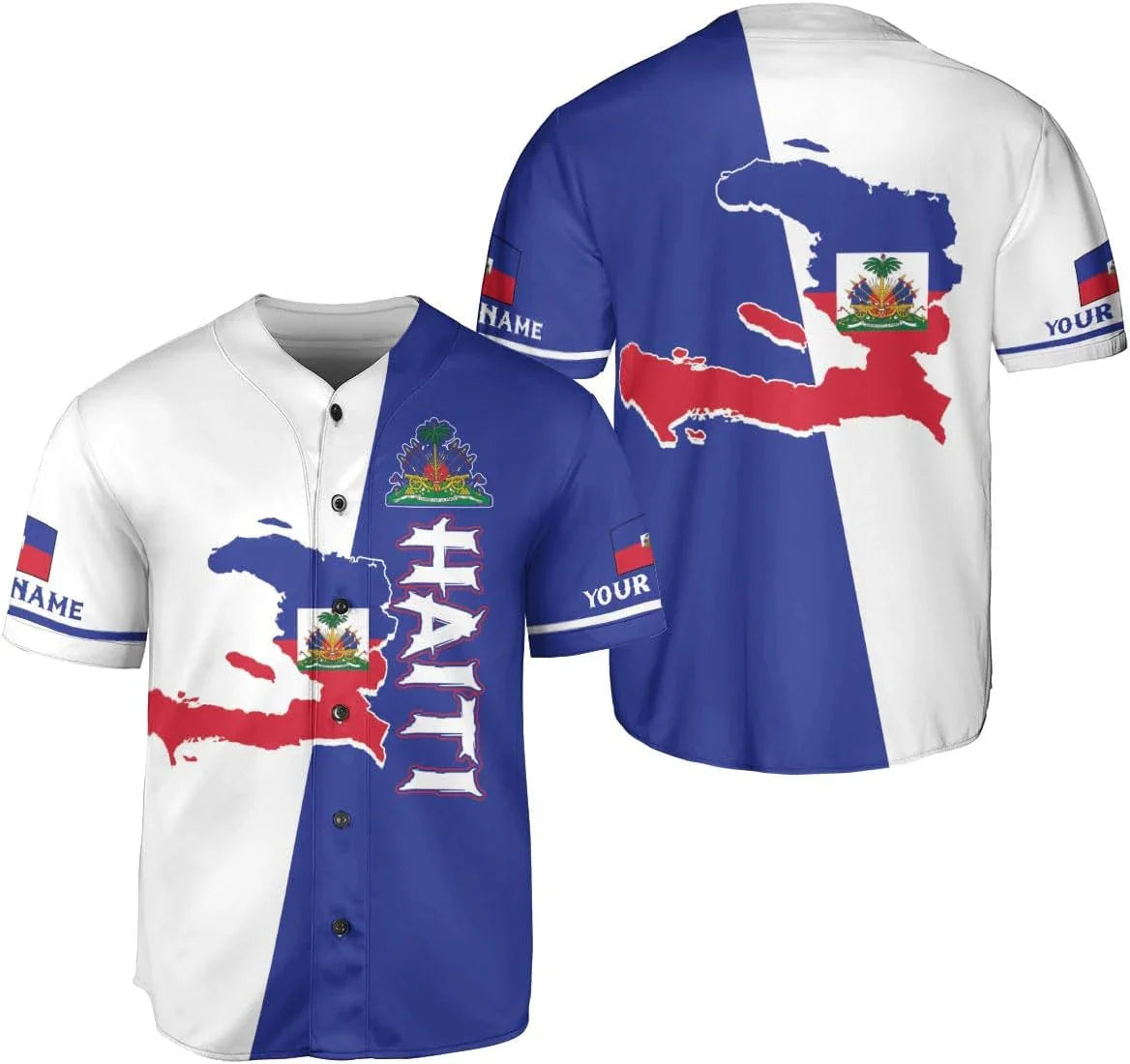 Personalized Name Haiti 3D Printed Summer Fashion Men's Baseball Jersey Unisex Street Hip Hop Baseball Shirt KZ24