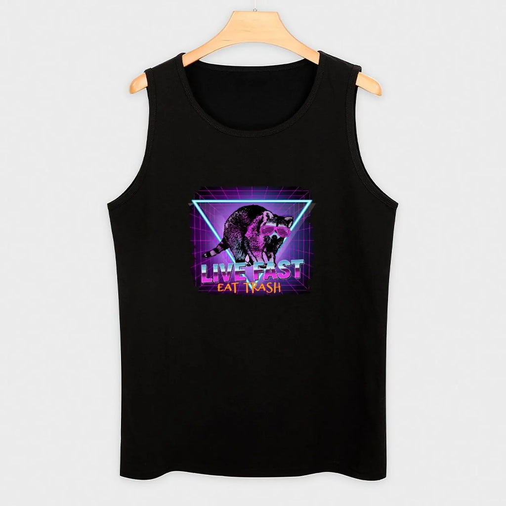 Raccoon Raccoons Live Fast Eat Trash Panda Funny Retro Gift Tank Top running shirt underwear T-shirts men
