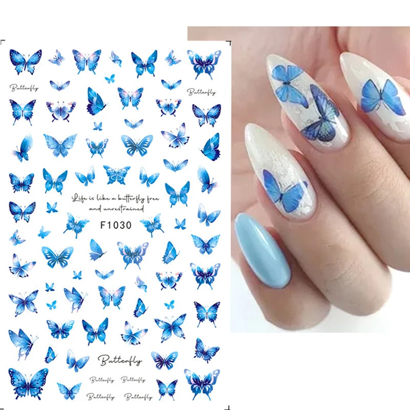 3d Nail Art Decals Grey Dry Florals Watercolor Nuance Flowers Adhesive Sliders Nails Stickers Decorations For Manicures Tips