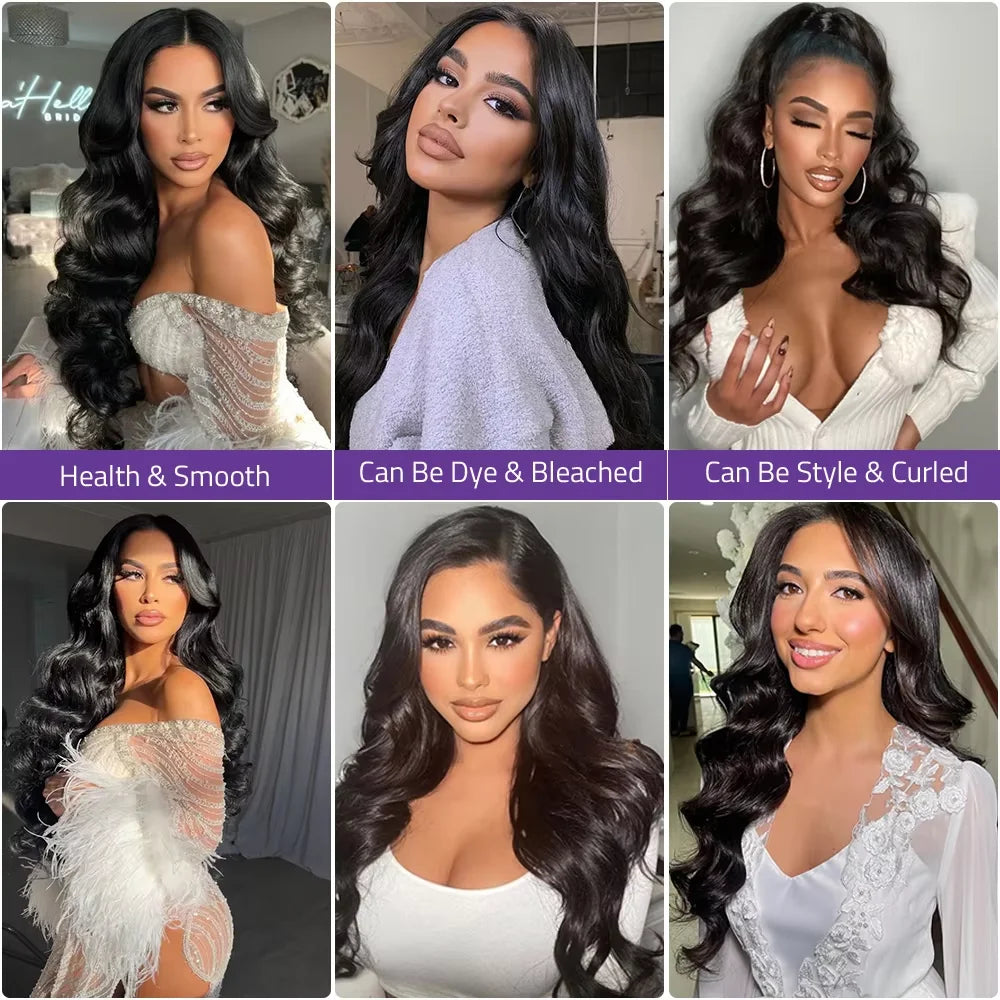 360 HD Lace Front Wig Human Hair 220% Density Body Wave Transparent Lace Frontal Wig Pre-Plucked Hair Full Hairline Natural Wigs