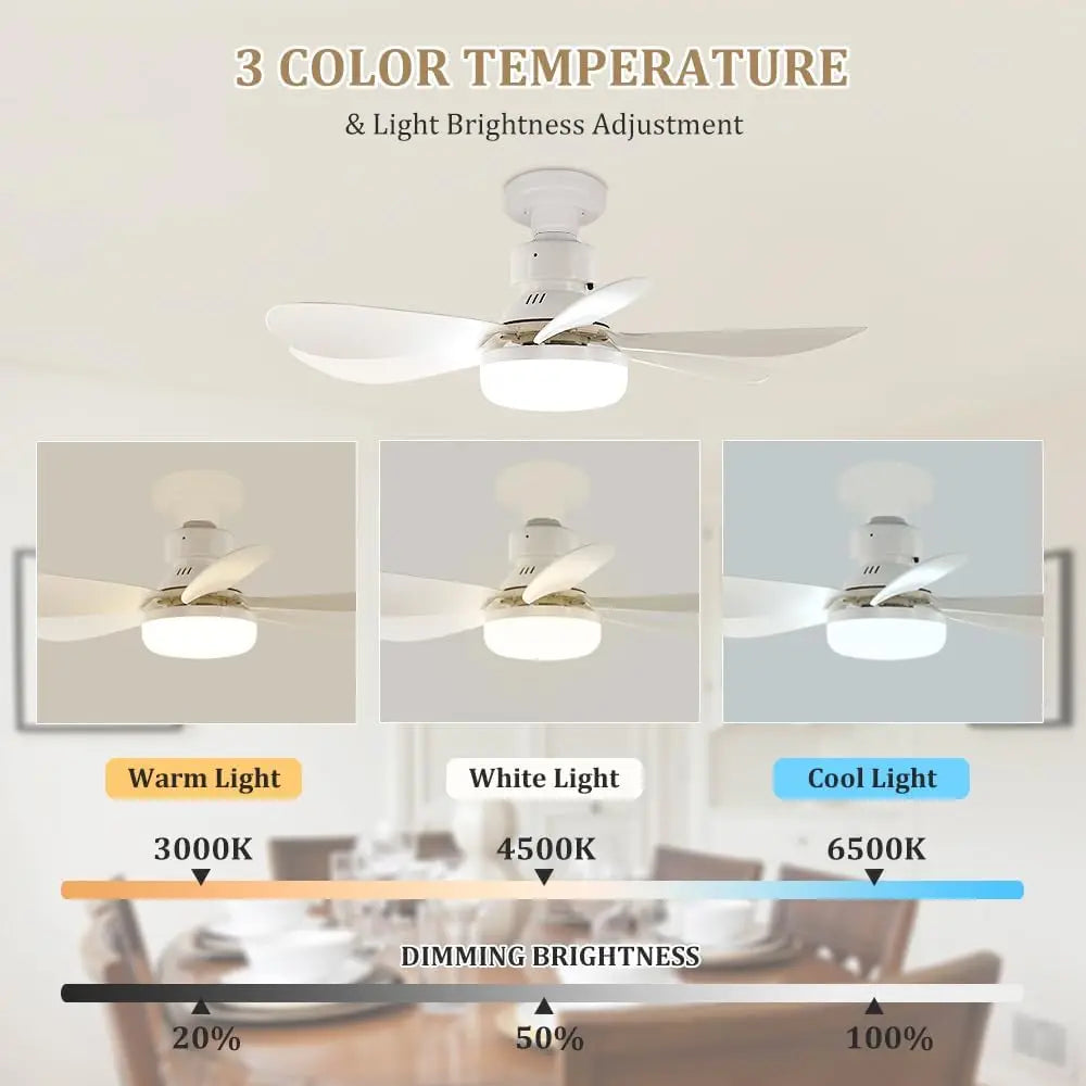 Socket Fan Light with Remote, Portable Ceiling Fan for Bedroom, Kitchen, Living Room, E26 Base 40W Dimmable 3000K-6000K