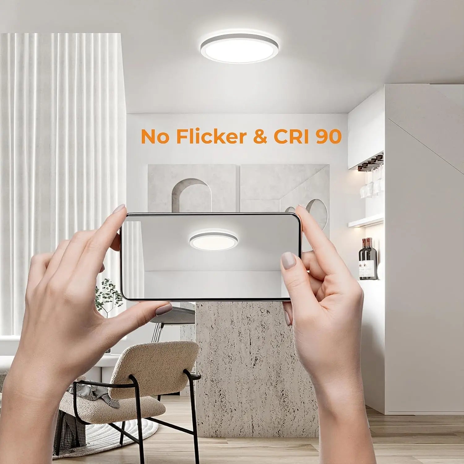 12 Inch LED Flush Mount Ceiling Light 24W, Ultra Thin Round Hardwired Fixture with 3 Color Temperatures for Kitchen Hallway