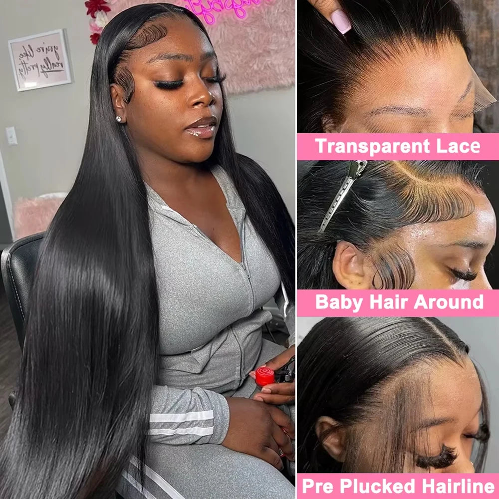 Straight Lace Front Wigs Human Hair 250% Density 13x4 Full Frontal Transparent HD Lace Wig Glueless Wigs 13x6 Lace Frontal Wigs