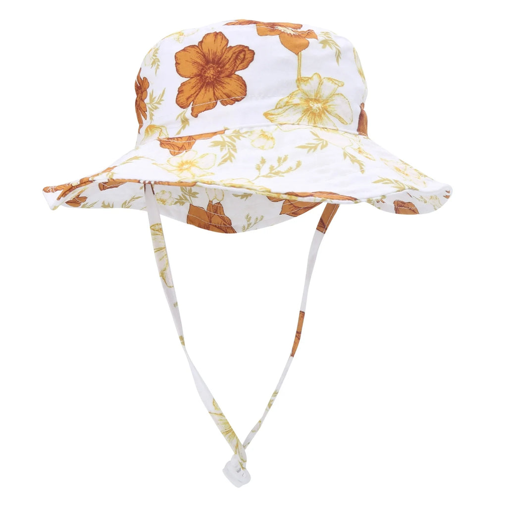 Baby Beach Sun Hat Breathable Fashionable Flower Pattern Children Outdoor Bucket Hat