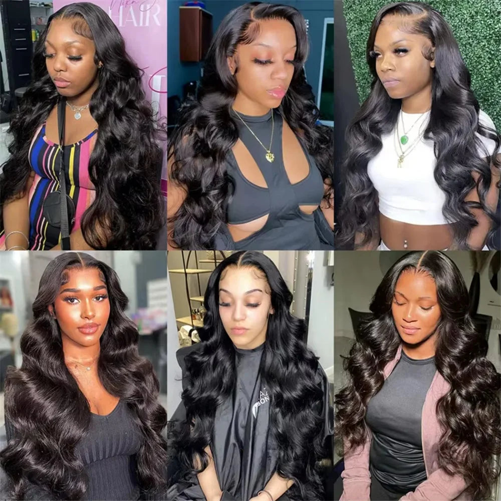 13x6 HD Lace Frontal Wig 46 Inch Body Wave #1B Natural Black Human Hair 200 Density Pre Plucked Natural Hairline Ready To Wear