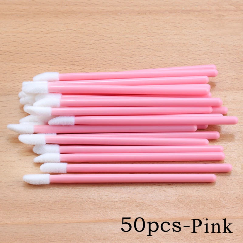 50pcs Disposable Lip Brushes Eyelash Applicator Mascara Wands Brush Lipstickers Wands  Makeup Tools EyelashExtension Supplies