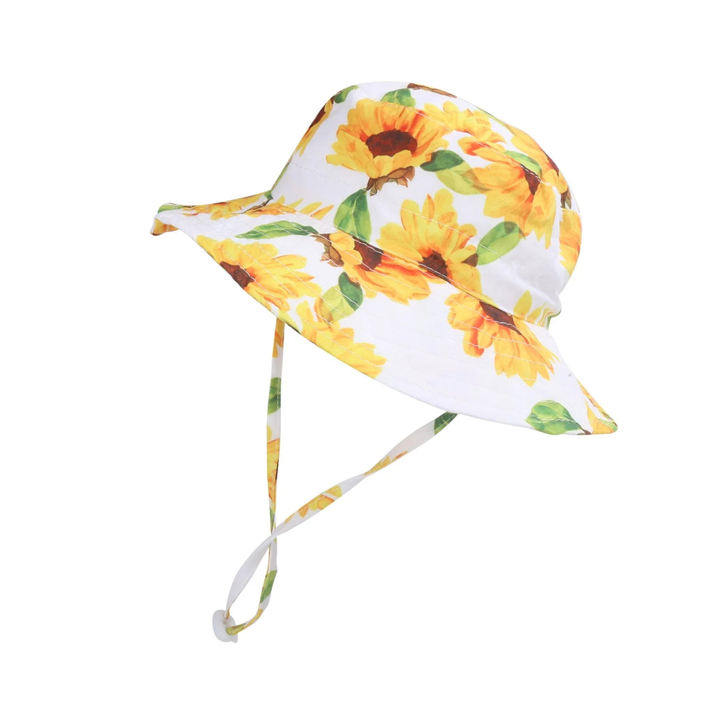 Baby Beach Sun Hat Breathable Fashionable Flower Pattern Children Outdoor Bucket Hat