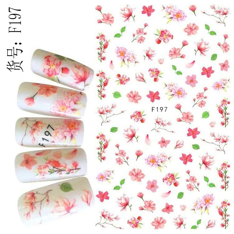 3d Nail Art Decals Grey Dry Florals Watercolor Nuance Flowers Adhesive Sliders Nails Stickers Decorations For Manicures Tips