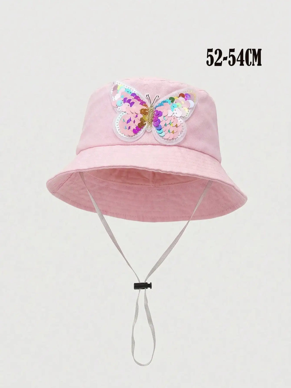 1pcs 3-8Y Girls Sequined Butterfly Fisherman Hat Pink Adjustable Head Circumference Thin Sun Protection Summer Cap