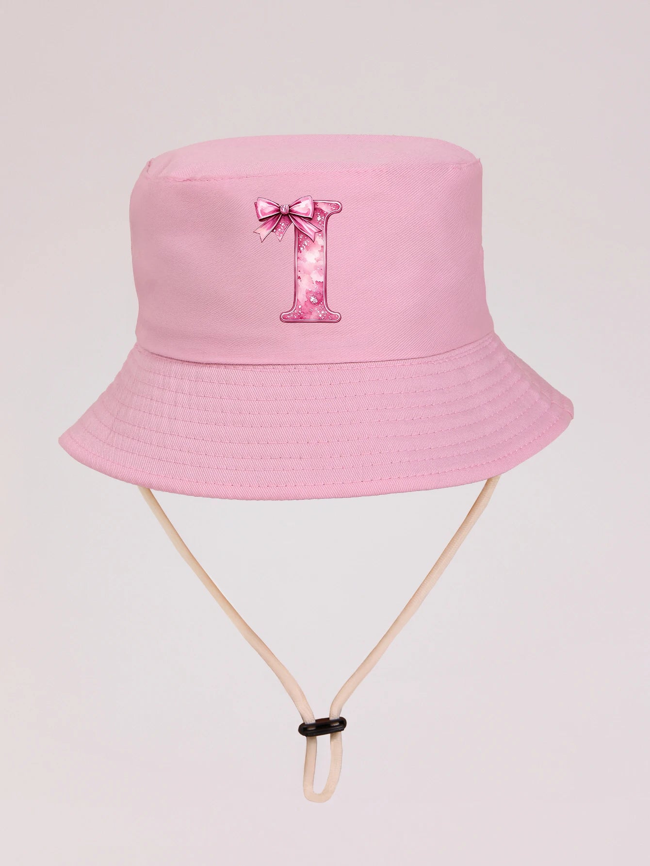 1pc pink baby girl bucket hat cap 3-8 years old Spring A-Z letter And  Summer Cap Features a ButterflyKnot Design with Fuchsia L