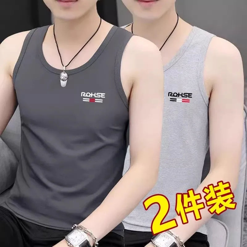 Modal Ice Silk Men's Vest Sleeveless Sports Moisture Wicking Elastic White Underwear Summer  Color Sweatshirt