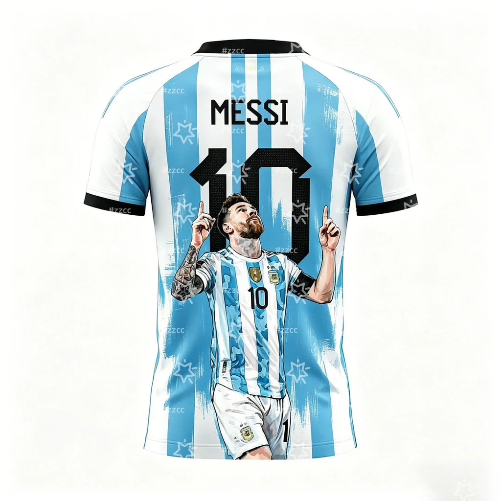 2026 Messi Argentina Team Football Jersey Match & Training Kit Summer Sports Men's T-Shirt Children's Clothing Tee Y2k Woman