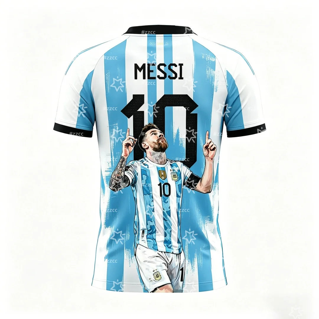 2026 Messi Argentina Team Football Jersey Match & Training Kit Summer Sports Men's T-Shirt Children's Clothing Tee Y2k Woman