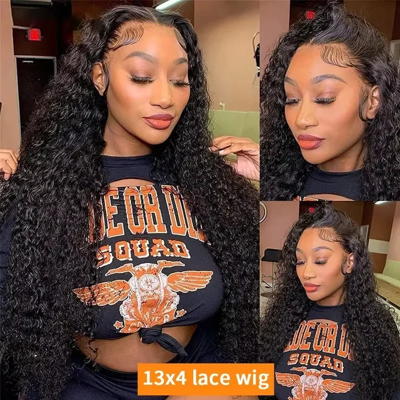 220% Density Deep Wave Lace Frontal Wig 13x4 13x6 HD Human Hair Lace Front Wigs For Women Water Wave Pre Plucked 7x6 Closure Wig