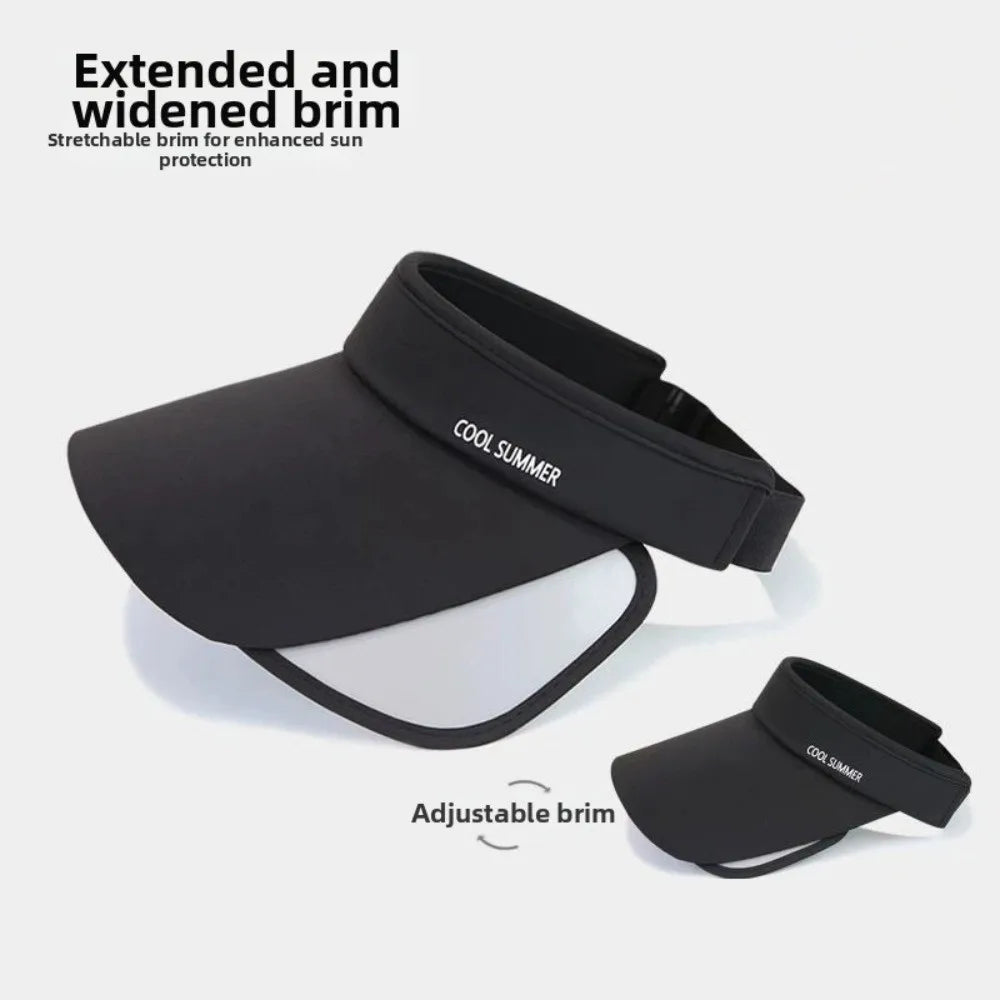 Breathable Sun Protection Hat Adjustable Lightweight Stretchable Brim Hat Polyester Solid Color Empty Top Sun Hat Versatile