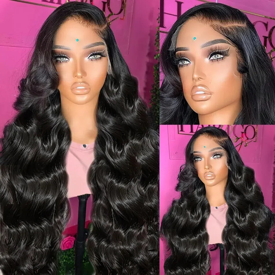 7x6 Gluless Body Wave Human Hair Wigs 13x6 HD Lace Frontal Wigs 40 Inch For Black Women Pre Plucked Loose Wave Lace Frontal Wig