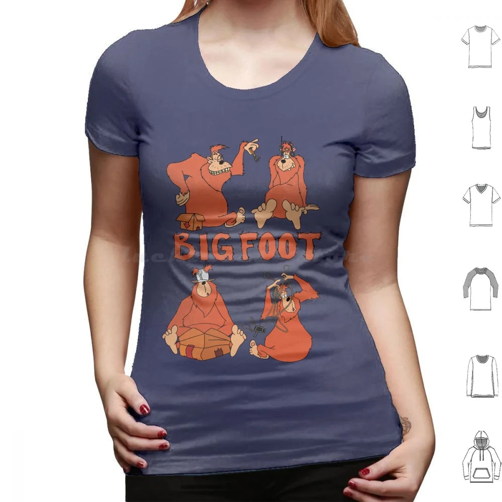 Bigfoot T Shirt Big Size 100% Cotton Bigfoot Sasquatch A Movie Cartoon Toon Retro Throwback 90s Headphones Keys Underwear Video