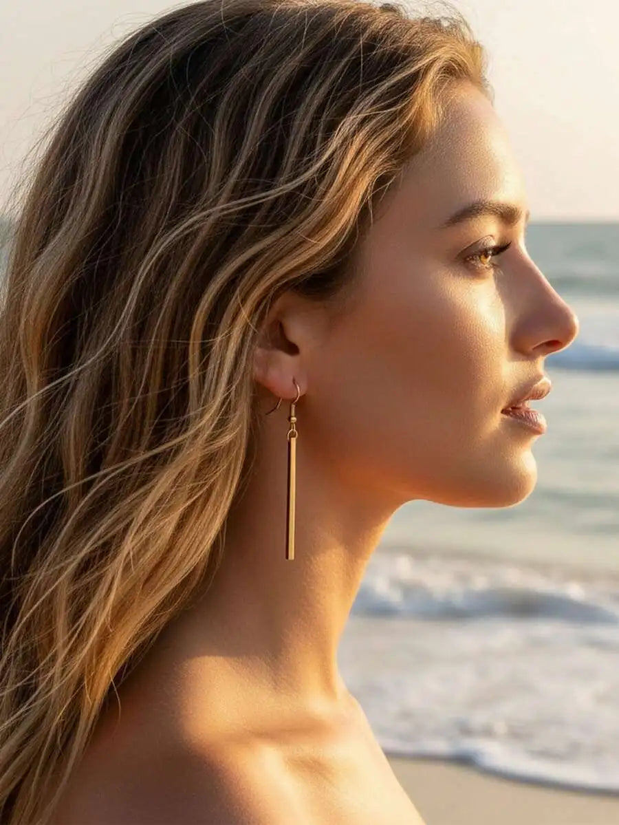 Rectangle Drop Earrings For Women Fashion Simple Long Dangle Earring