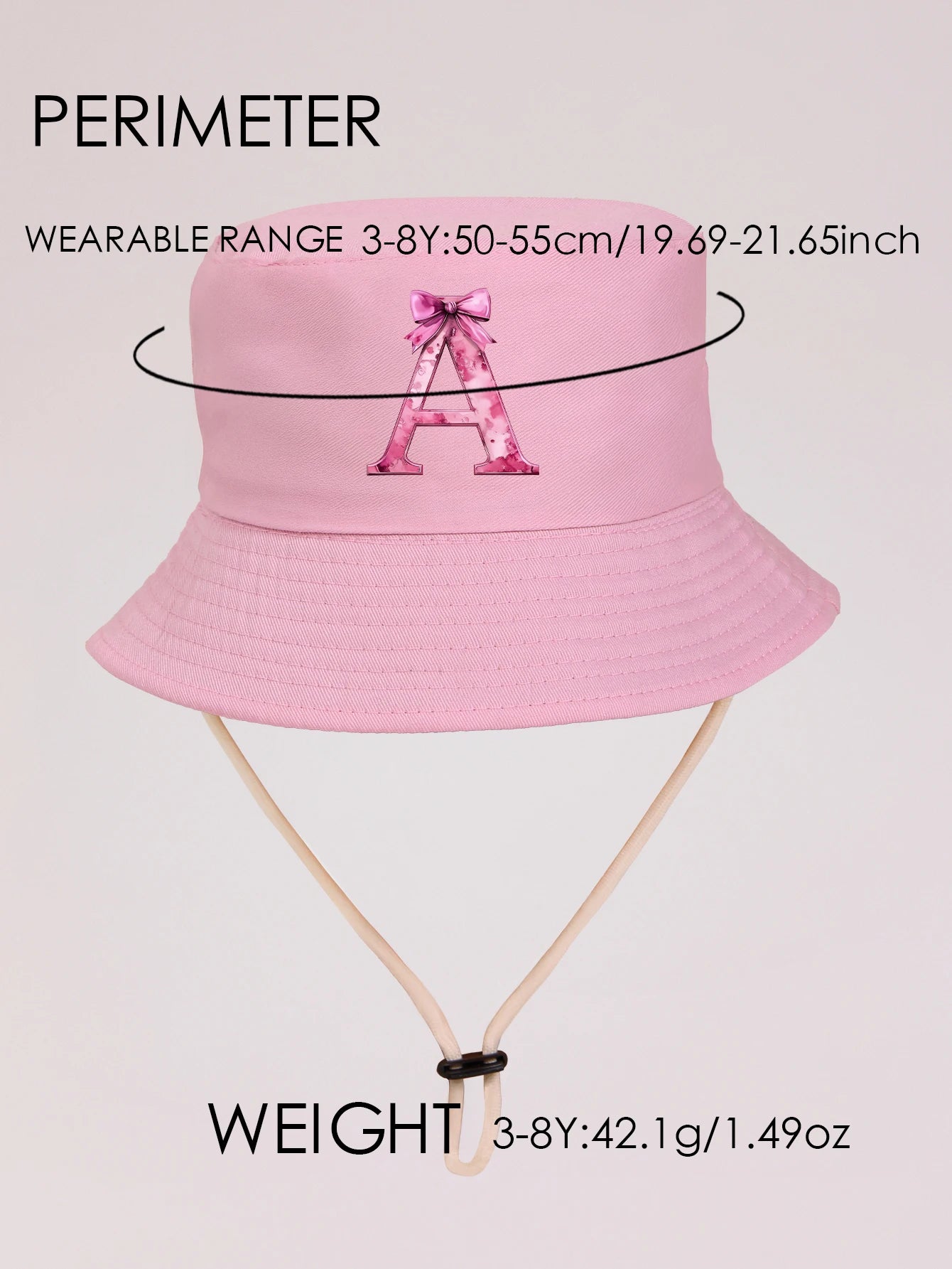 1pc pink baby girl bucket hat cap 3-8 years old Spring A-Z letter And  Summer Cap Features a ButterflyKnot Design with Fuchsia L