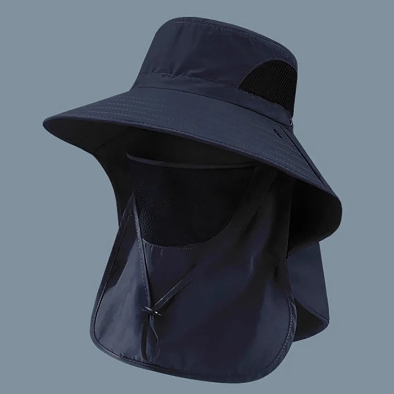 Summer UV Protection Hiking Hat Quick-drying Wide Brim Outdoor Visor Bucket Hats Mesh Breathable Sun Hat Outdoor Cycling Hat