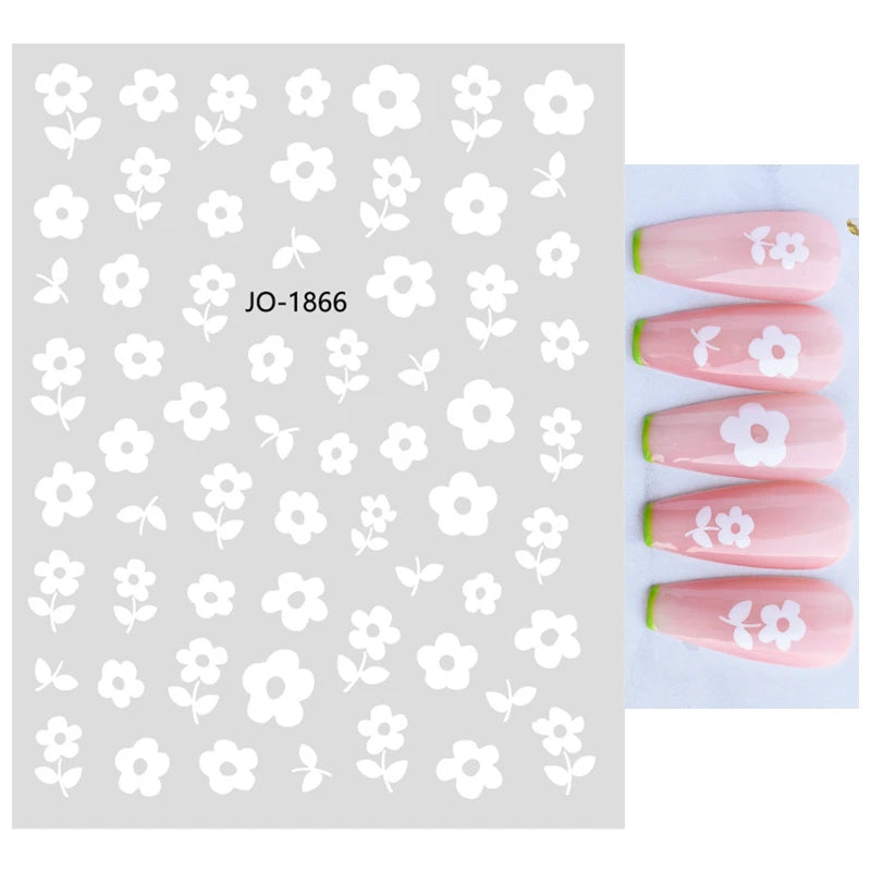 3d Nail Art Decals Grey Dry Florals Watercolor Nuance Flowers Adhesive Sliders Nails Stickers Decorations For Manicures Tips