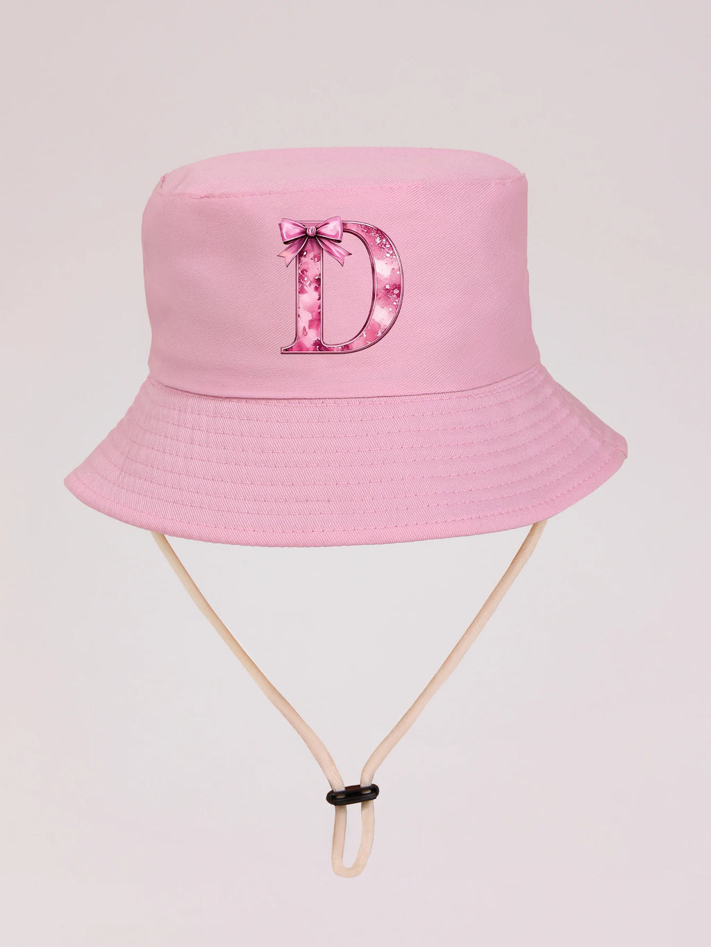 1pc pink baby girl bucket hat cap 3-8 years old Spring A-Z letter And  Summer Cap Features a ButterflyKnot Design with Fuchsia L