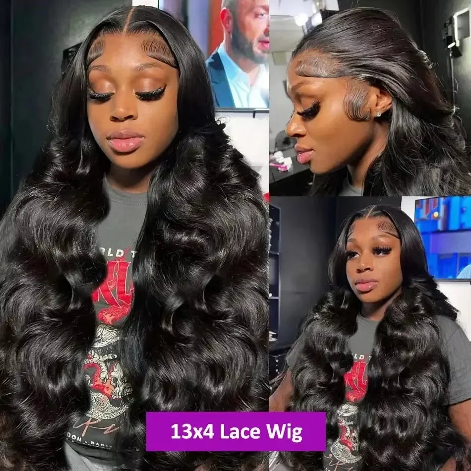 360 HD Lace Front Wig Human Hair 220% Density Body Wave Transparent Lace Frontal Wig Pre-Plucked Hair Full Hairline Natural Wigs