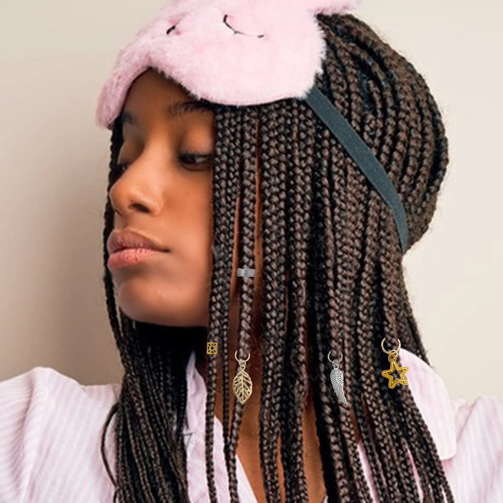 Gold Plated Dreadlock Extension Rings Kit Alloy Hair Braid Pendant Charms for DIY Wig Accessories Home Party