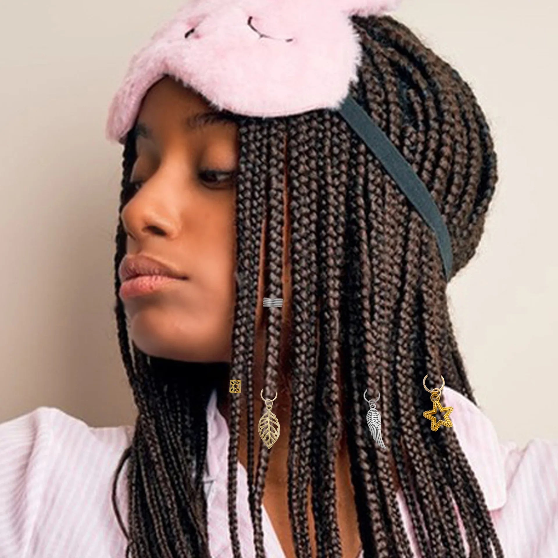 Gold Plated Dreadlock Extension Rings Kit Alloy Hair Braid Pendant Charms for DIY Wig Accessories Home Party