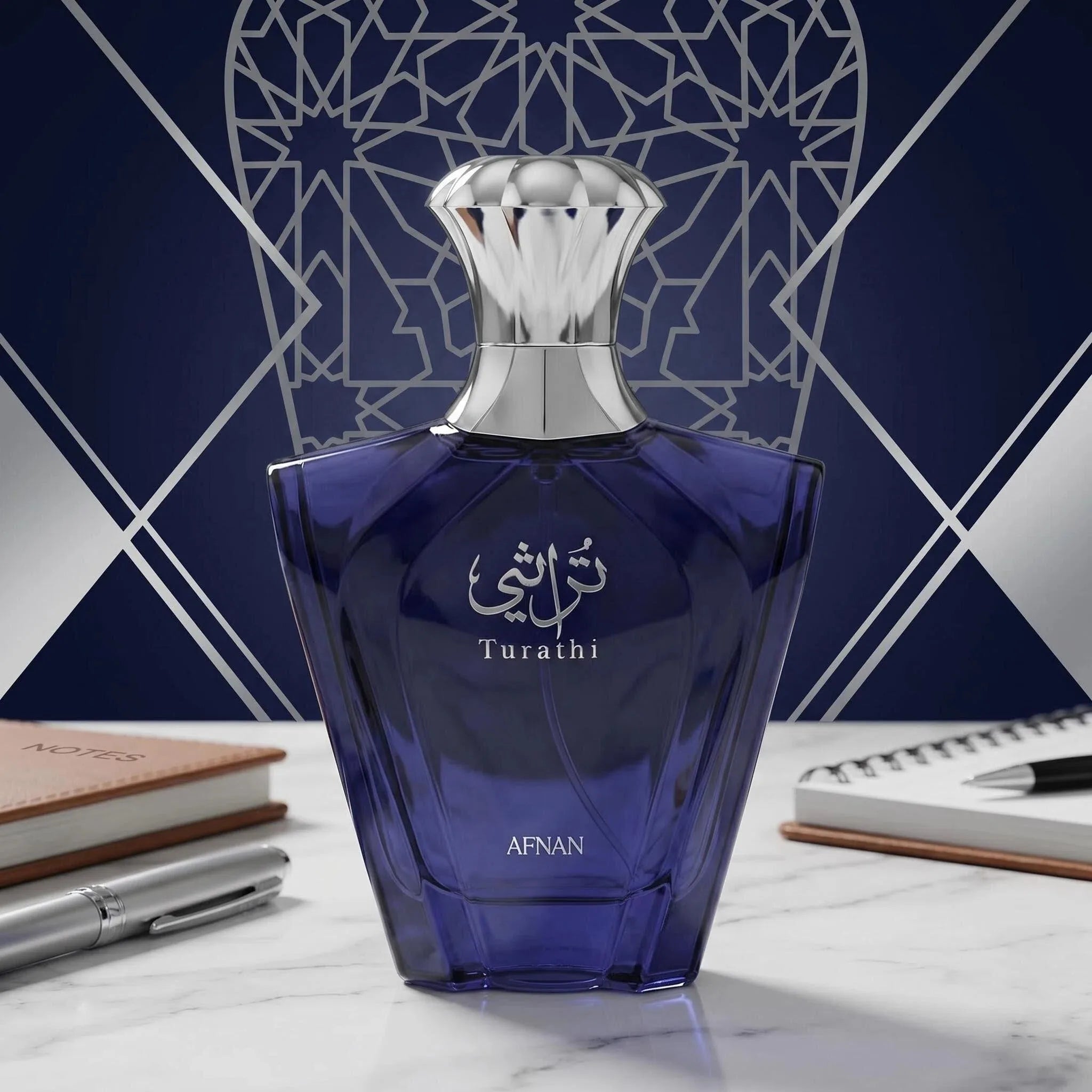 Afnan Turathi Blue Eau De Parfum for Men 3.0oz 90ml Spray Fresh Citrus Amber Woody Perfume Long Lasting Summer Spring Fragrance