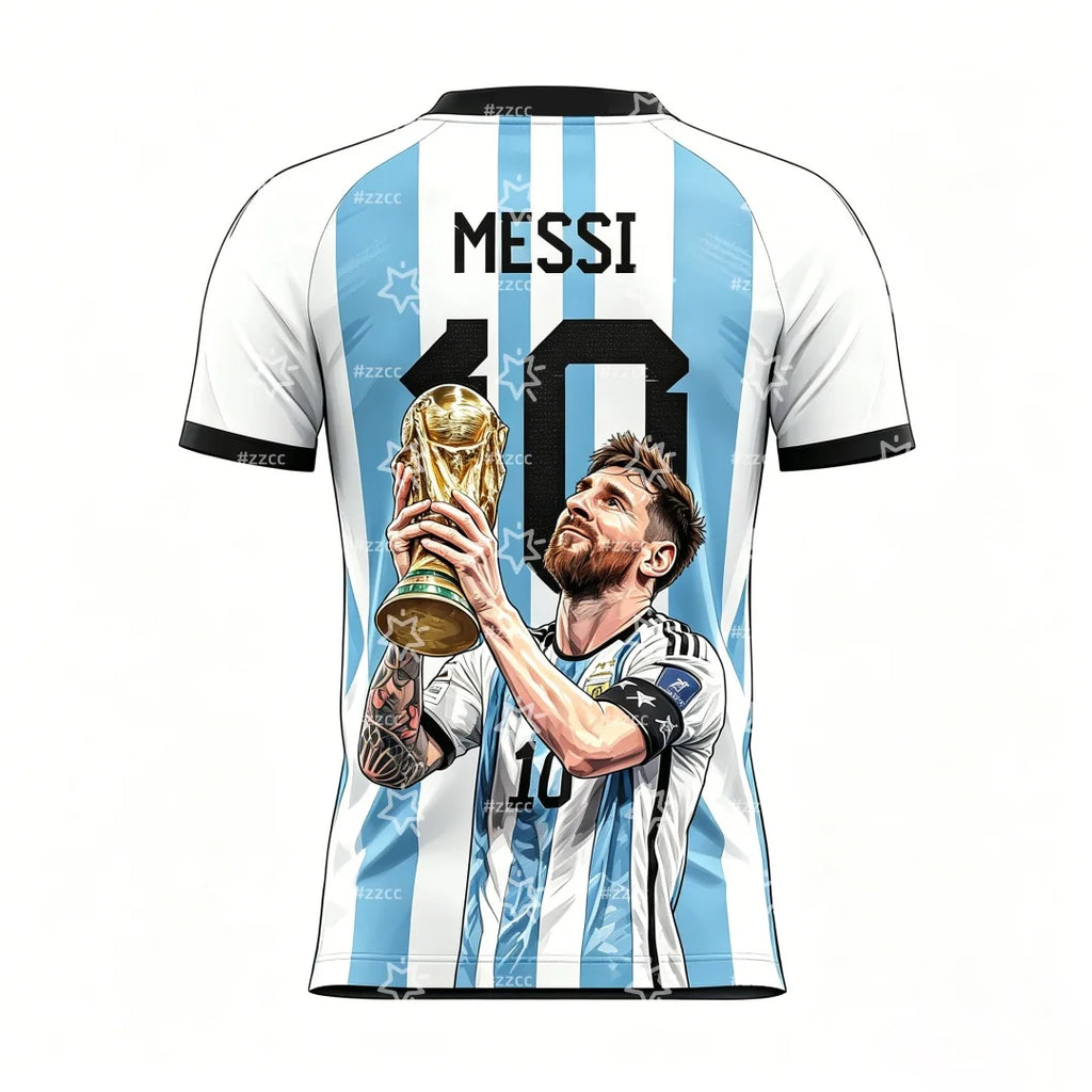 2026 Messi Argentina Team Football Jersey Match & Training Kit Summer Sports Men's T-Shirt Children's Clothing Tee Y2k Woman