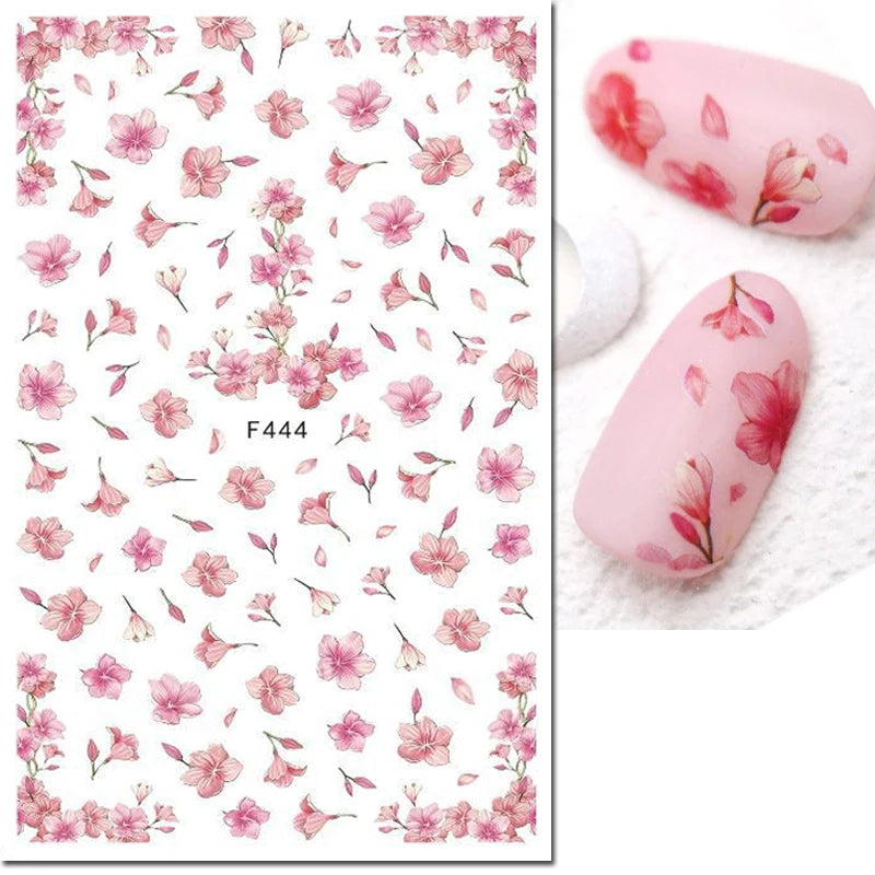 3d Nail Art Decals Grey Dry Florals Watercolor Nuance Flowers Adhesive Sliders Nails Stickers Decorations For Manicures Tips