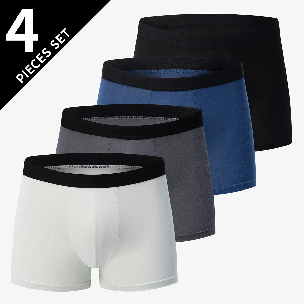 10/4-piece Set Of Men's Solid Color Casual Fashion Sports Underwear Boxer Shorts Comfortable Plus Size Base Shorts For Teenagers