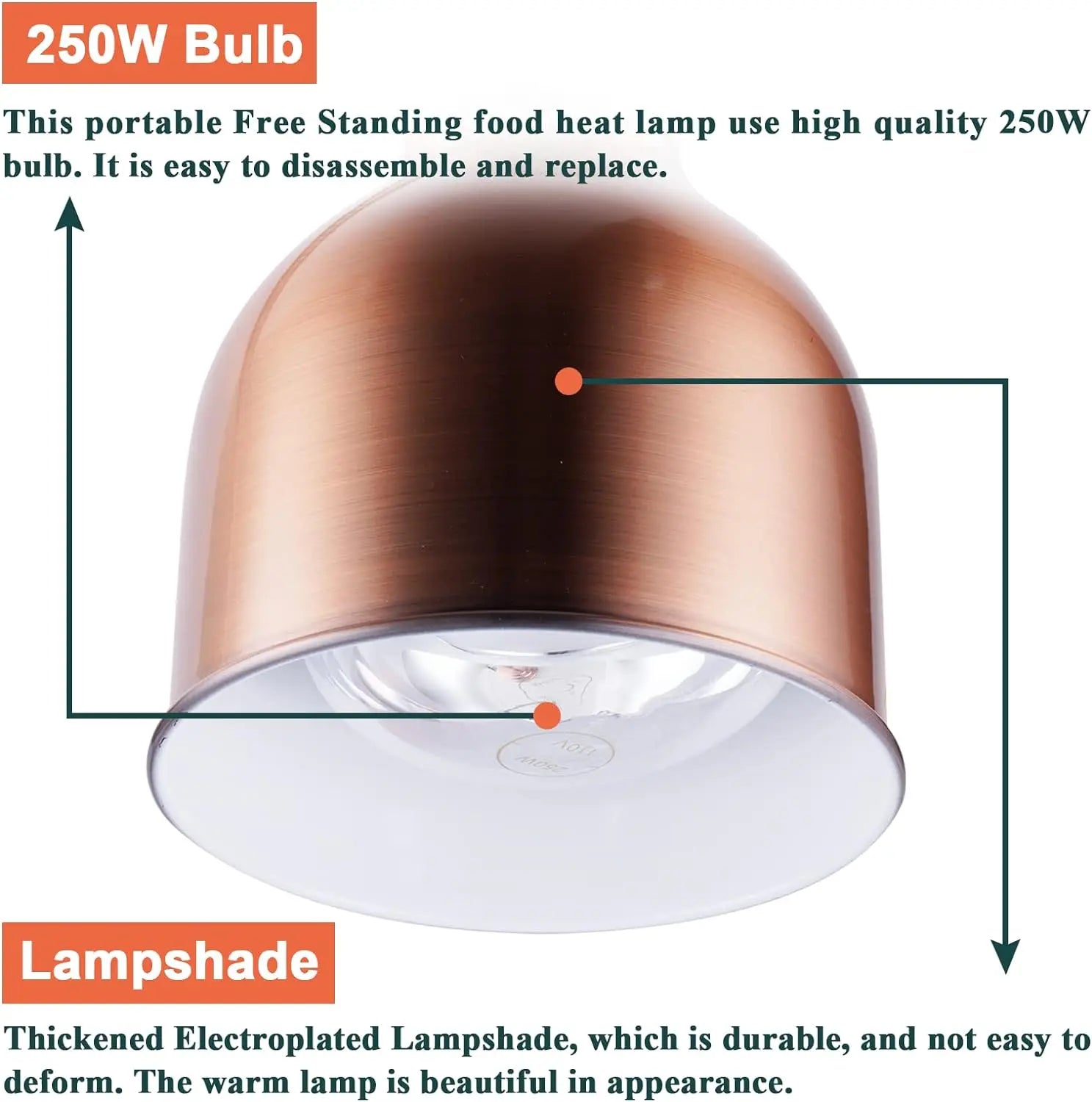 Silver Single Head Food Warmer Lamp Buffet Food Warming Light Pizza Display Light Heating Barbecue Cabinet Food Keep Warm Lamp