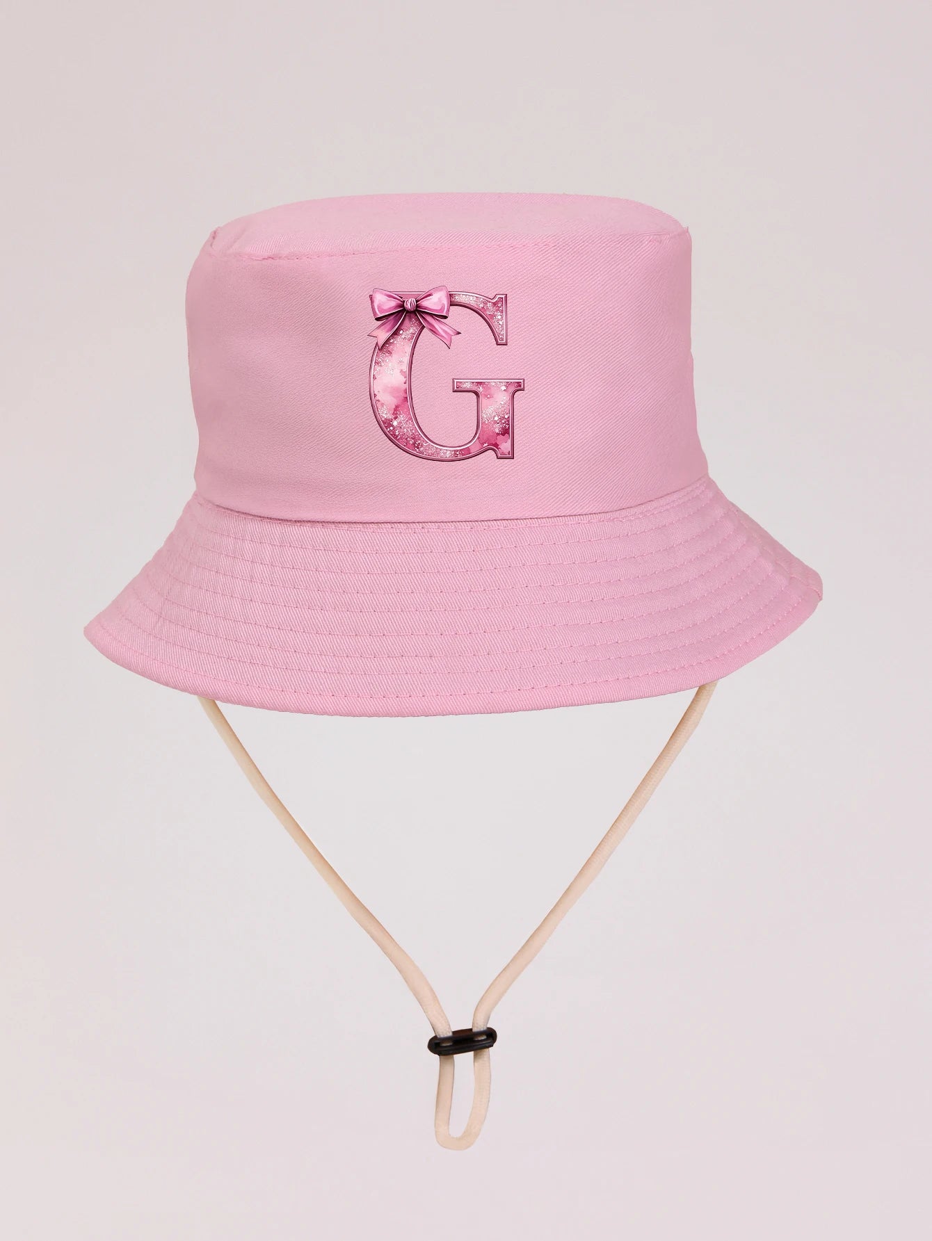 1pc pink baby girl bucket hat cap 3-8 years old Spring A-Z letter And  Summer Cap Features a ButterflyKnot Design with Fuchsia L