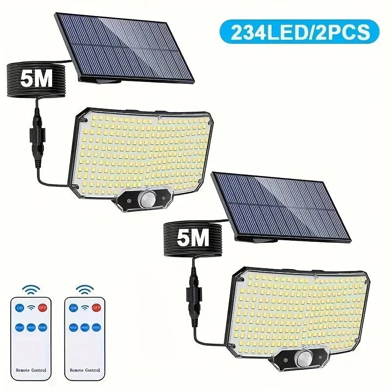 234LED Solar Outdoor Lights Motion Sensor Super Bright Remote Wall Flood Lamp Security Waterproof Patio Garden Garage 1~2pcs