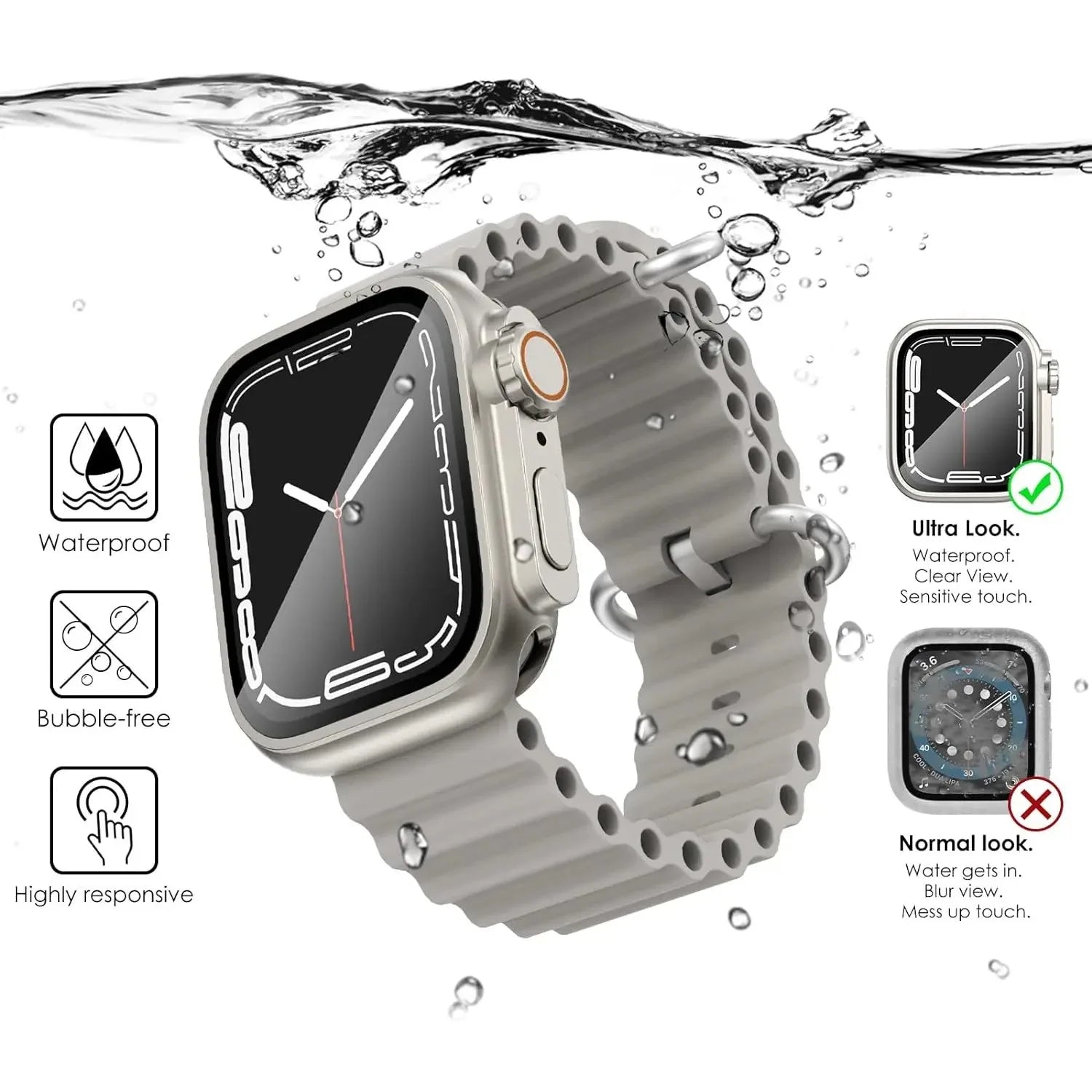 360 Full Protective Case for Apple Watch 44mm 45mm 41mm 40mm Tempered Glass Screen Protector for IWatch Series 9 8 7 6 5 4 SE