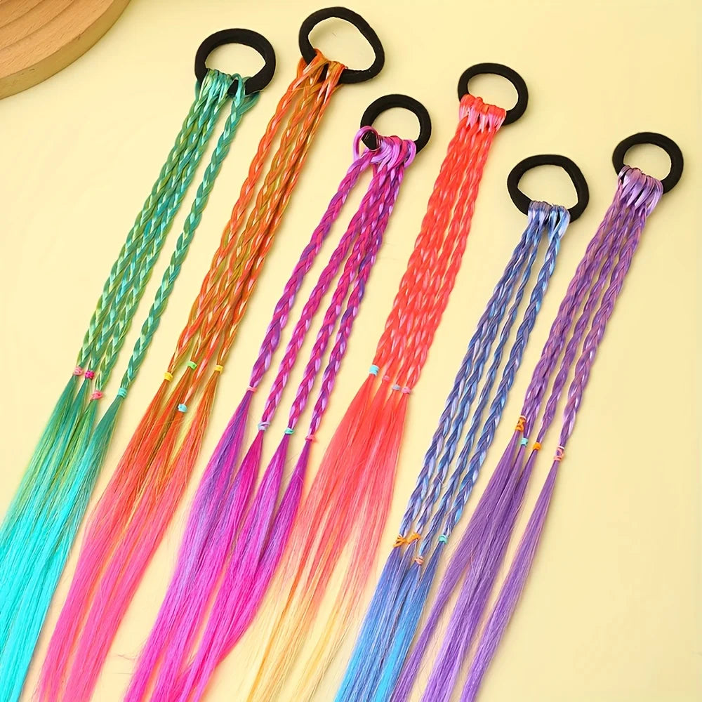 6 Pieces of Multi-Color Bohemian Style Sweet Wig Braid Hair Ties Suitable for Girls