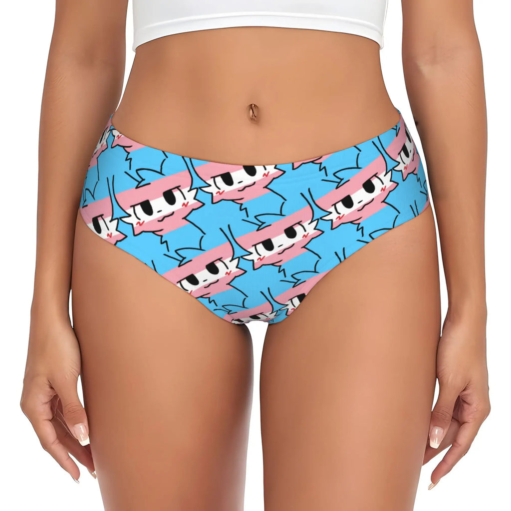 Custom Boykisser Silly Cat Briefs Underwear Women's Breathable Stretch Cute Cartoon Panties