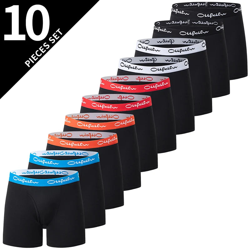 5/10 piece set of men's fashionable printed underwear, comfortable and soft boxer shorts, plus size sports base shorts