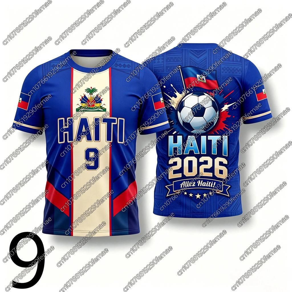 2026 New Summer Haiti Fans T-Shirt Unisex Football Style Name Number Print Jersey Boys Girls Sports Top Hiking Outdoor Apparel