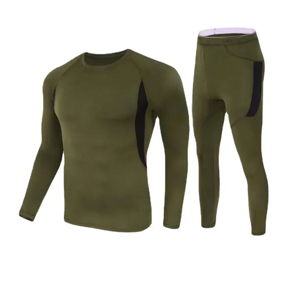 New  Men's Fleece Warm Underwear Sets Outdoor Quick Dry Anti-microbial Stretch Sport Suit Men's Long Sleeve Fitness Clothing