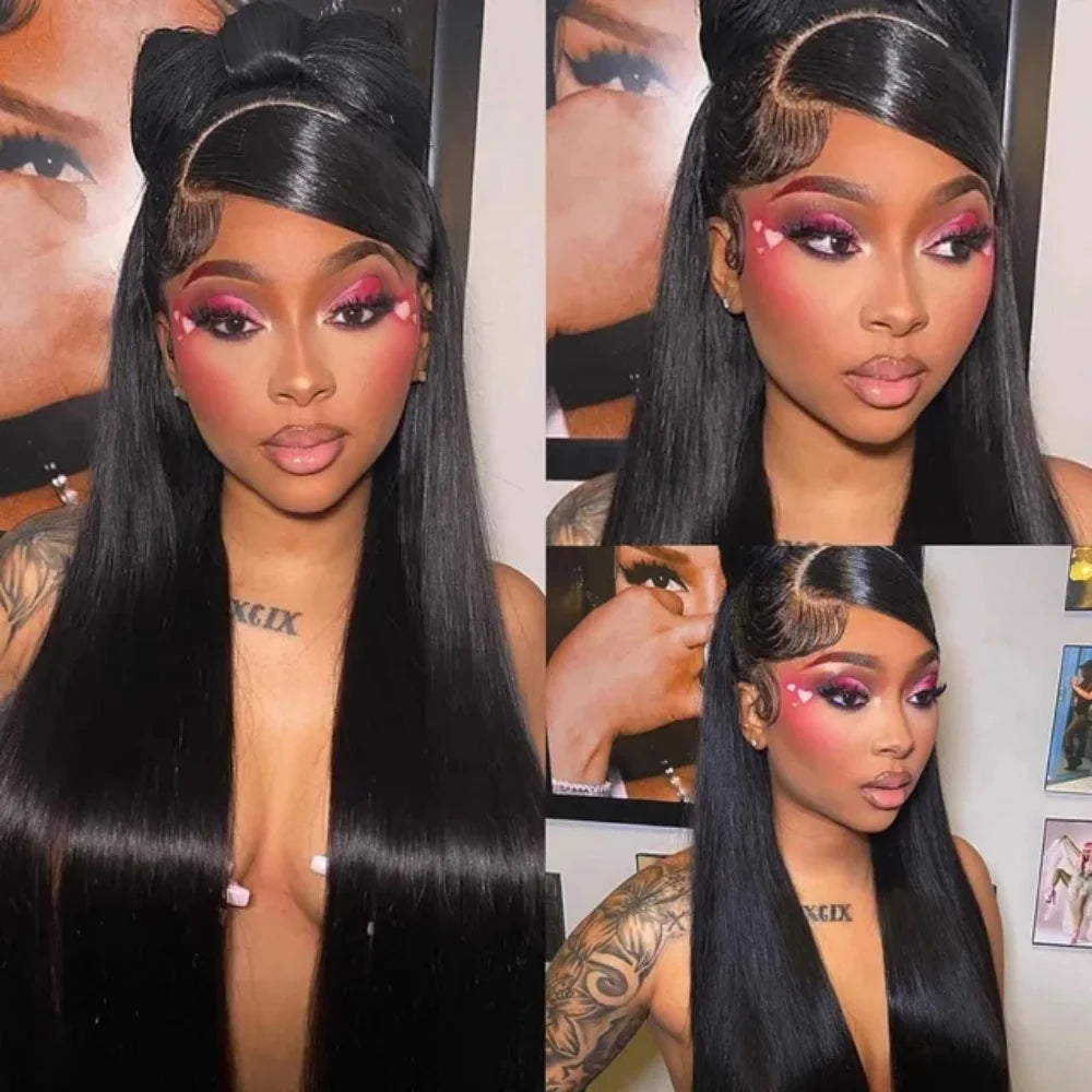 13x4 Bone Straight Human Hair Wigs 13x6 Hd Lace Frontal 42 Inch Straight Transparent Lace 250 Density Human Hair Wig For Women