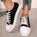 Spring 2026 new model lace-up sports shoes, fashionable and casual style, women's style canvas low-top flat semi-sulfurized sole