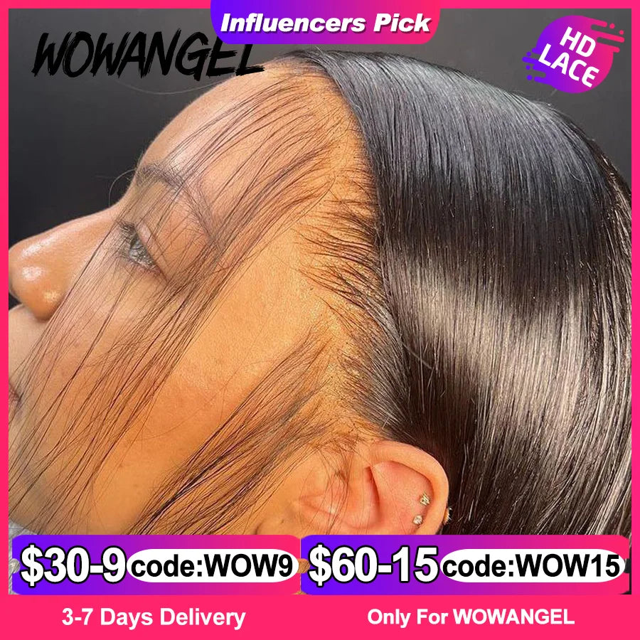 WOW ANGEL HD Lace Frontal Wig 250% 13x6 HD Lace Front Wig Straight Hair Invisible HD Lace Melt Skin HD Lace Front Human Hair Wig