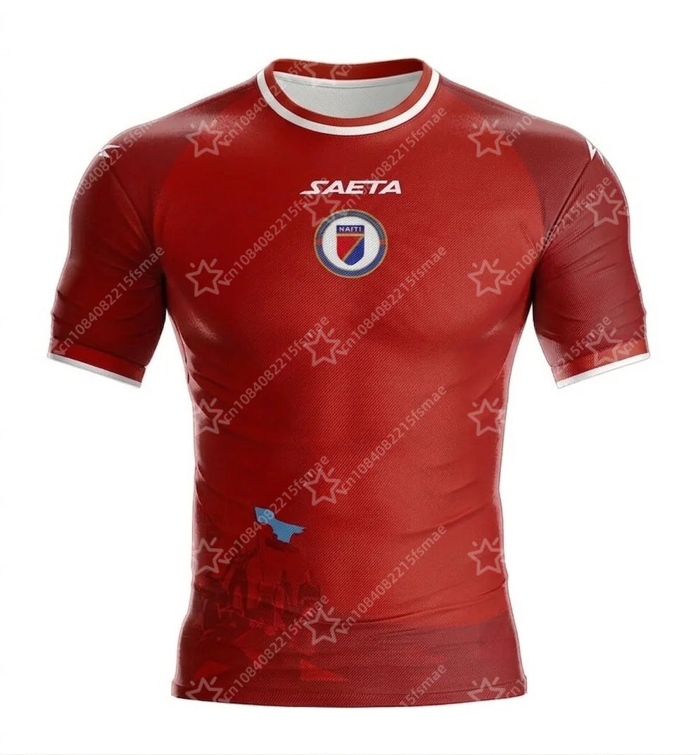 New Haiti Soccer Jersey Short Sleeve Sport T-Shirt Gym Training Workout Athletic Fitness Running Tops Kids Quick Dry Sportswear