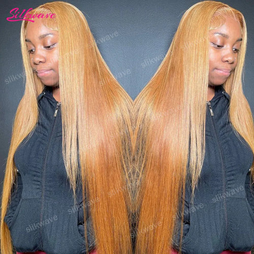 #27 Honey Blonde Straight Human Hair Wig Colored 13X6 Hd Lace Frontal Wig Brazilian Wigs Original 30 Inch Preplucked Prebleached